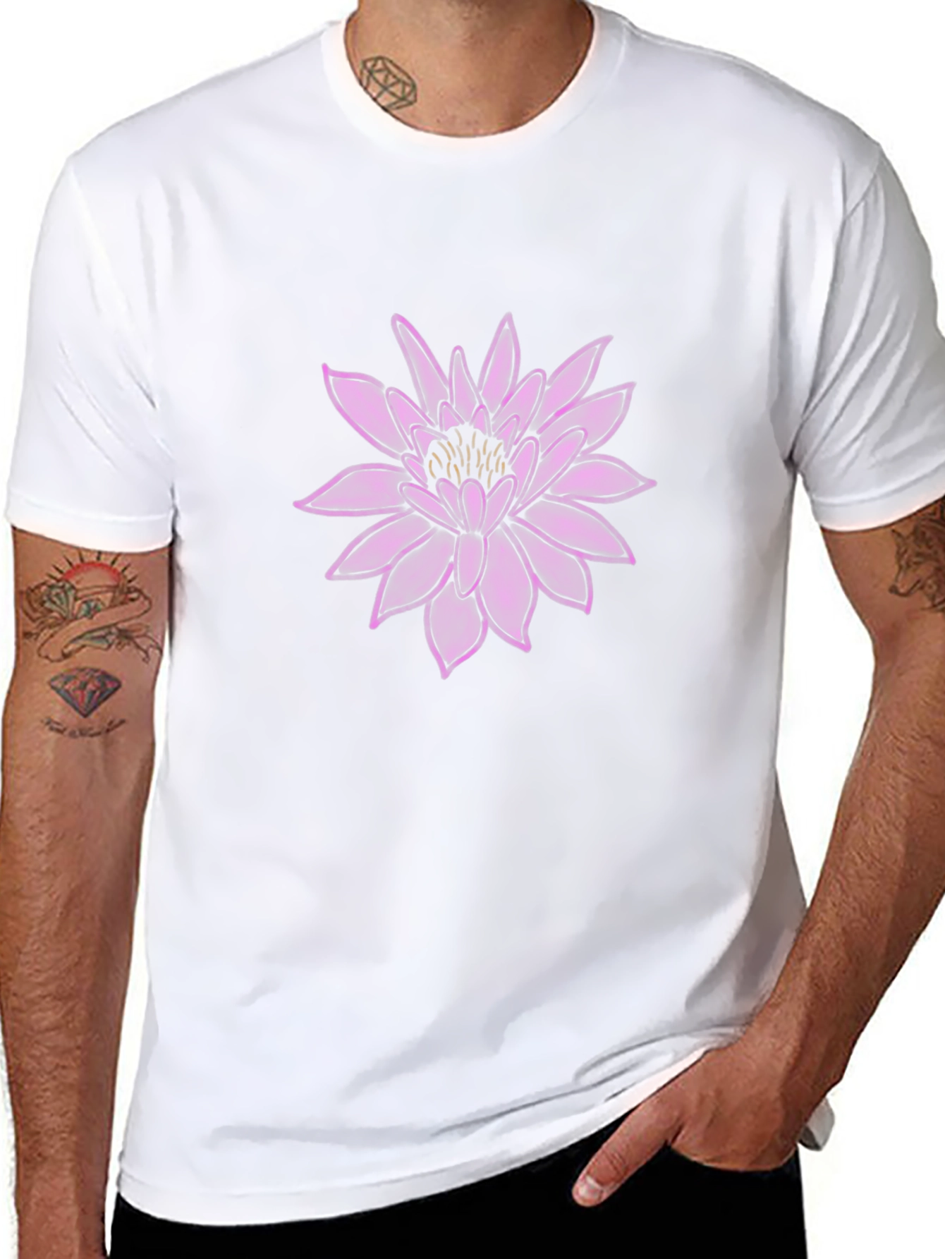 Lotus Flower Graphic Black T-Shirt