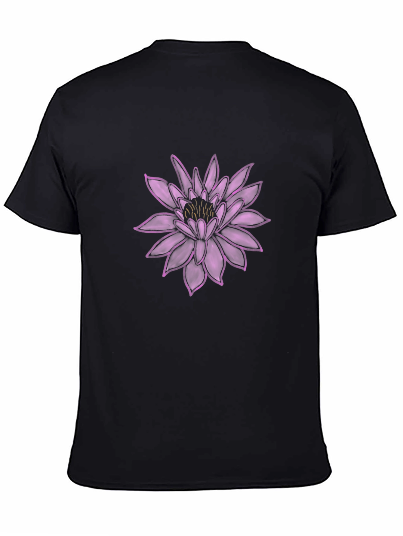 Lotus Flower Graphic Black T-Shirt