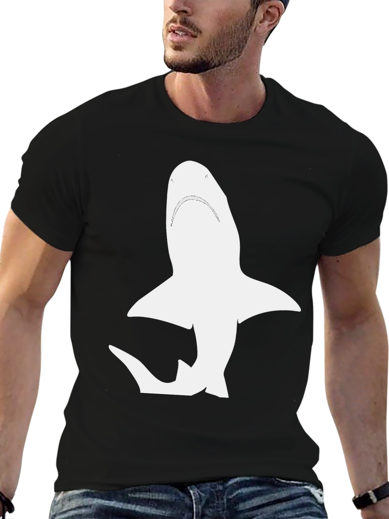 Shark Graphic Black T-Shirt - Mens Casual Wear