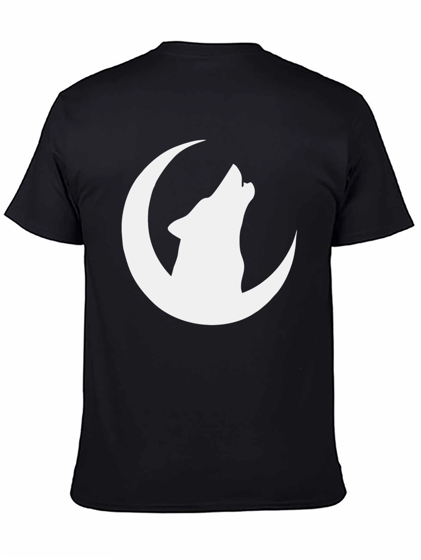 Wolf Howling at Moon Graphic T-Shirt - Black