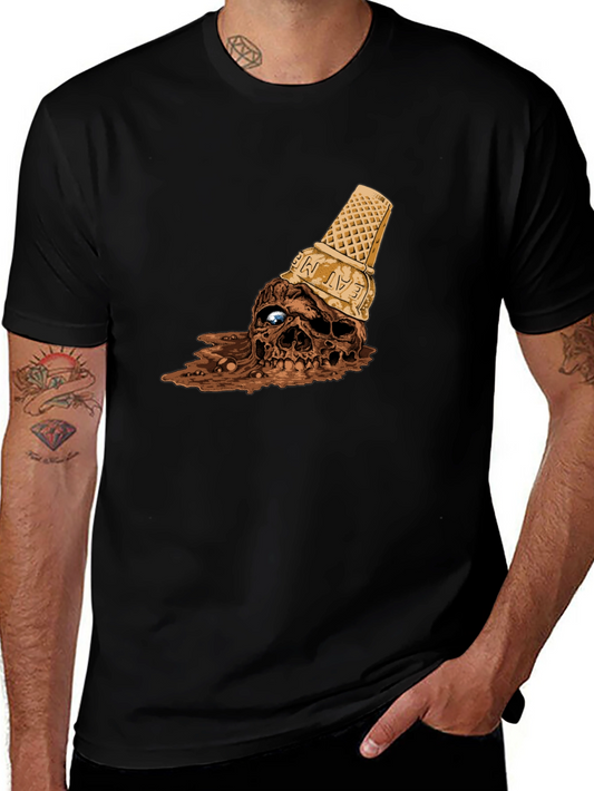 Melting Skull Ice Cream Cone Graphic Tee
