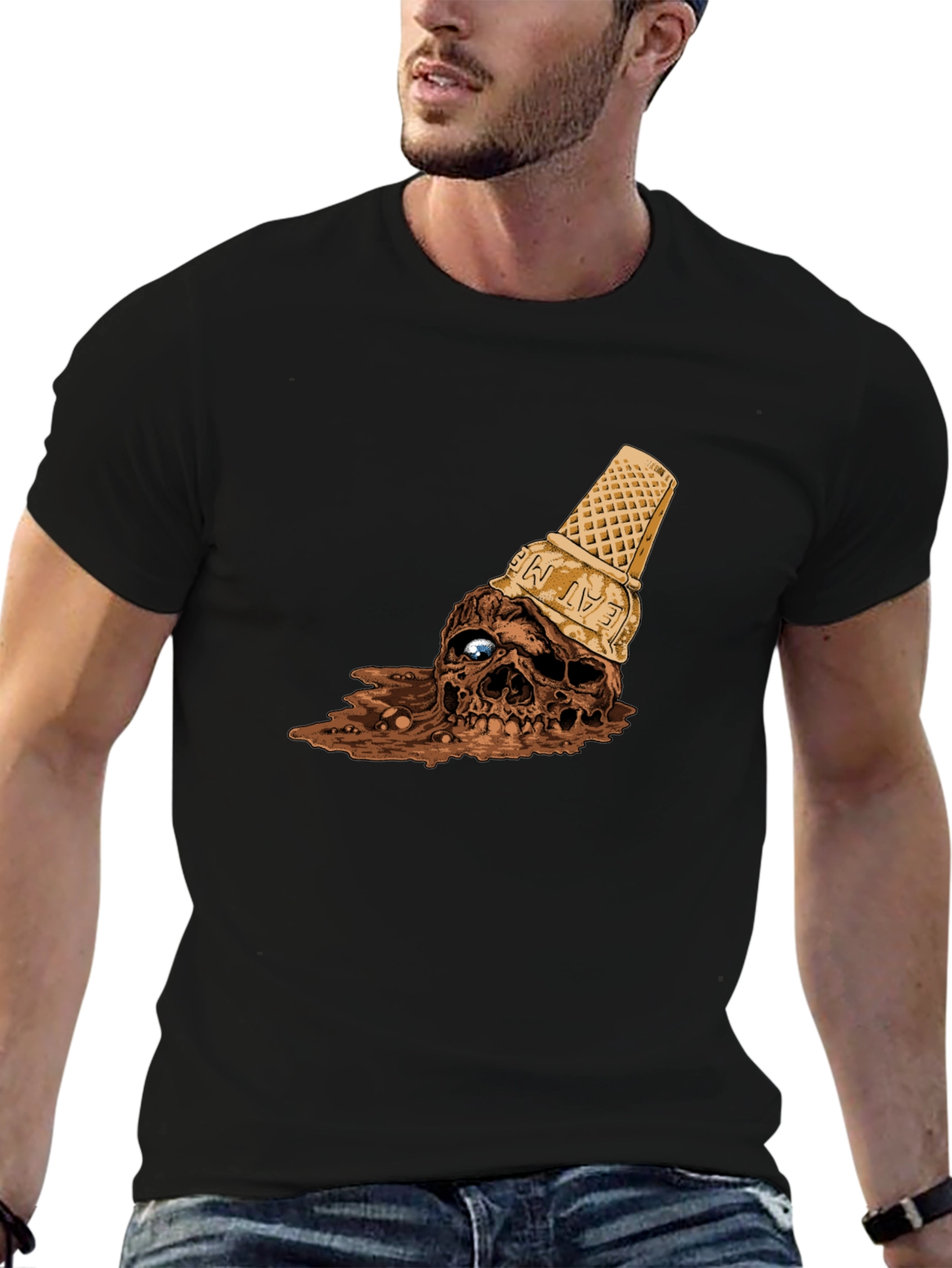 Melting Skull Ice Cream Cone Graphic Tee