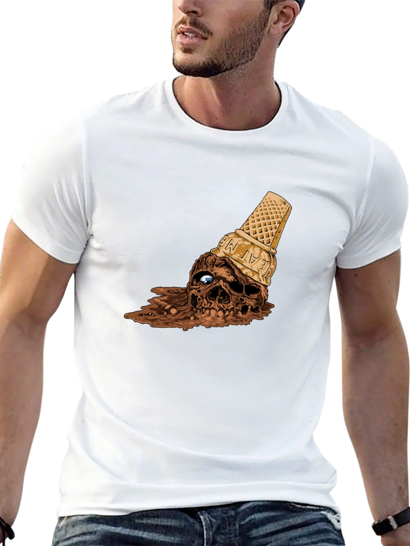 Melting Skull Ice Cream Cone Graphic Tee