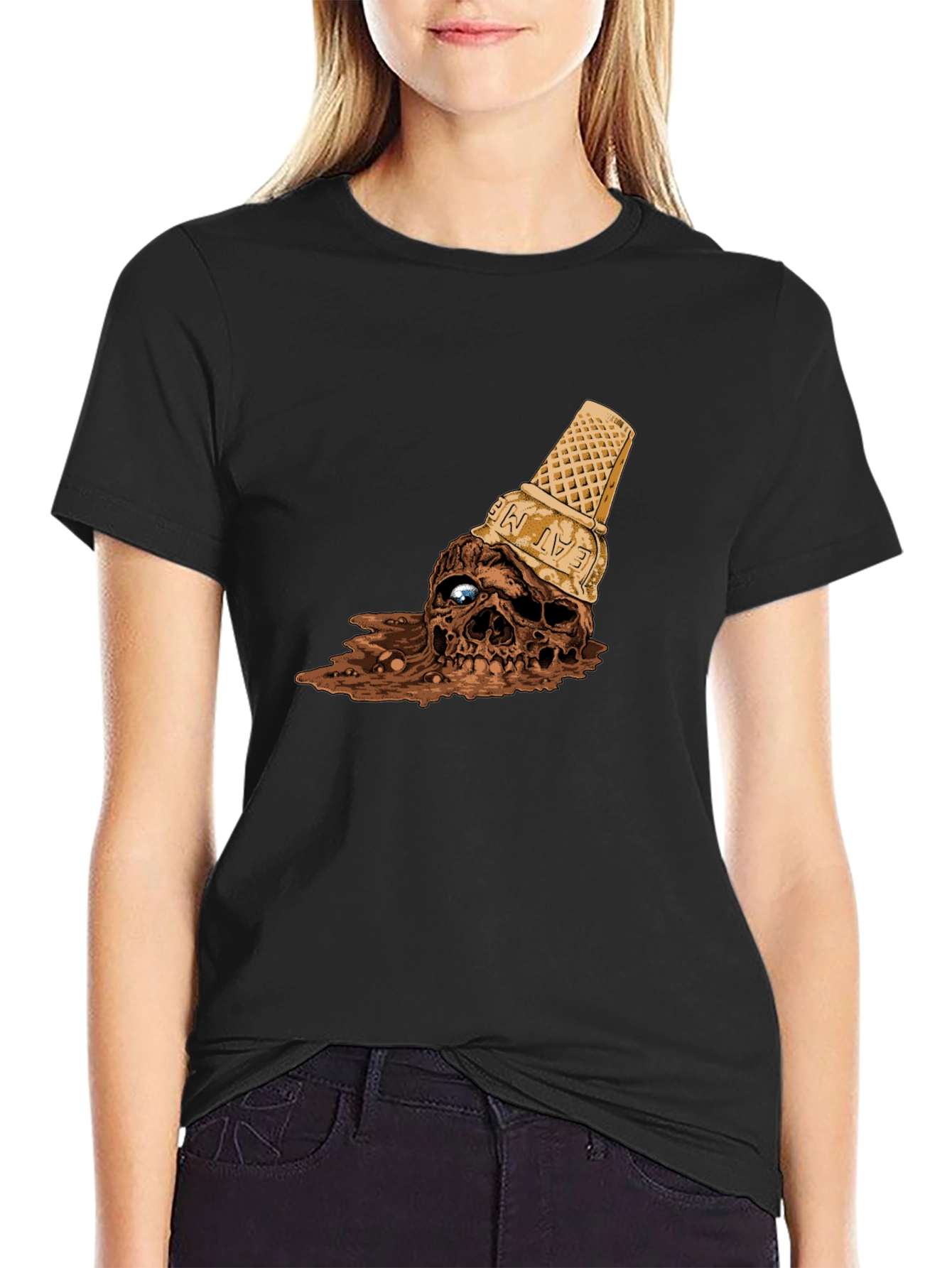 Melting Skull Ice Cream Cone Graphic Tee