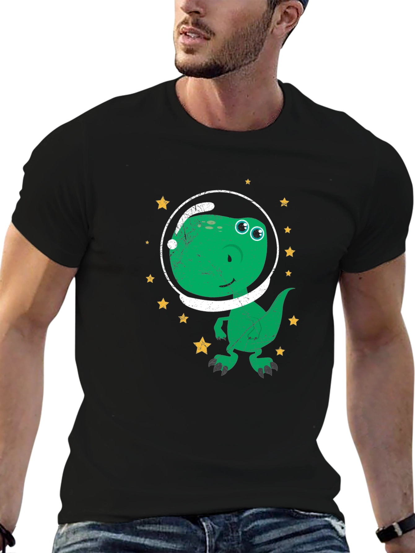 Dino Astronaut T-Shirt - Green Dinosaur in Space
