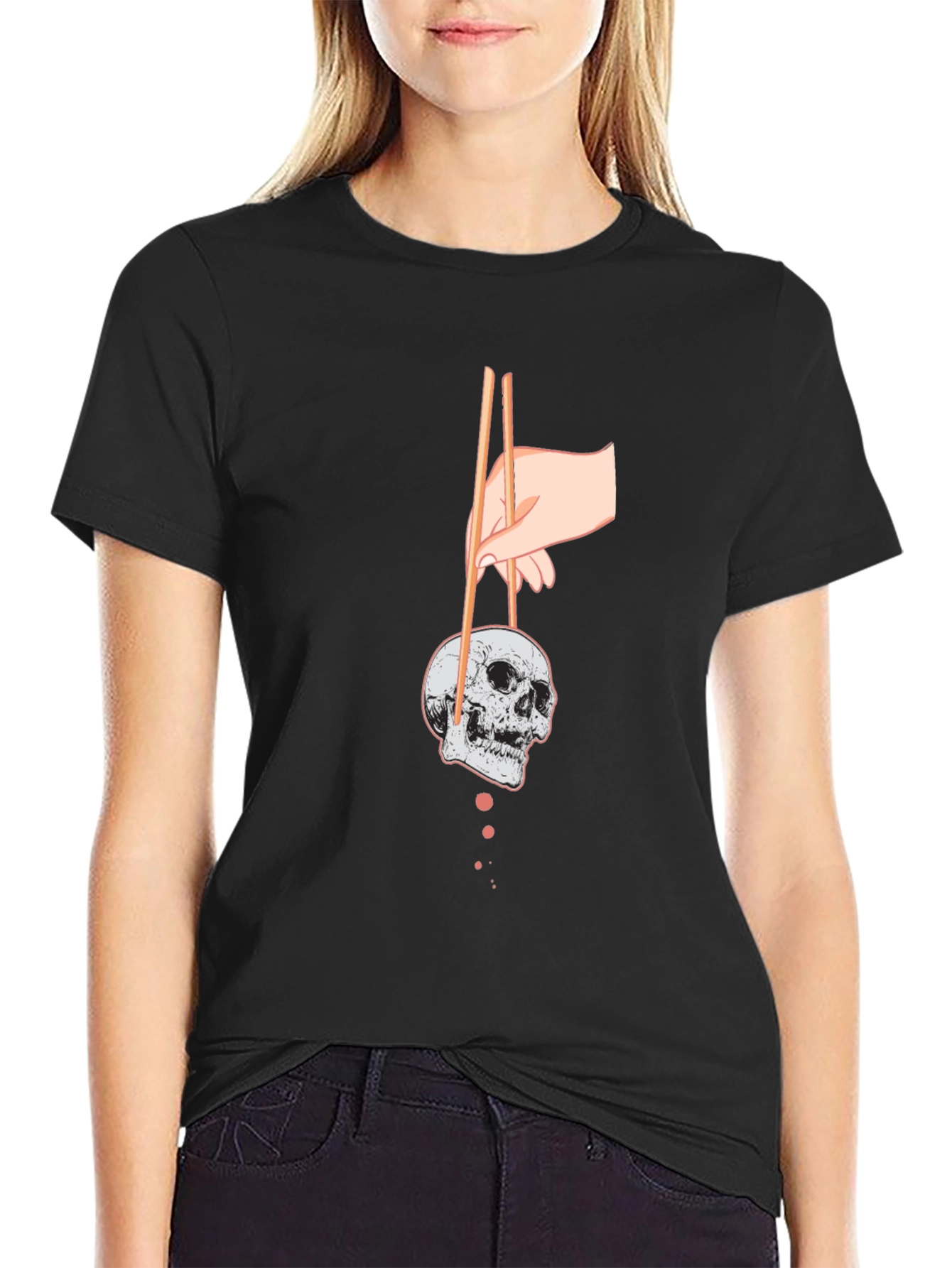 Skull Chopsticks Graphic Tee - Edgy Streetwear