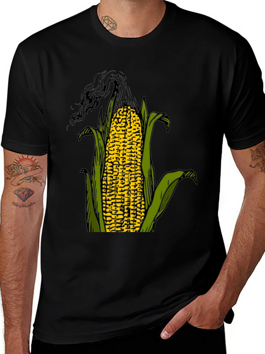 Corn Graphic Tee - Black Cotton T-Shirt