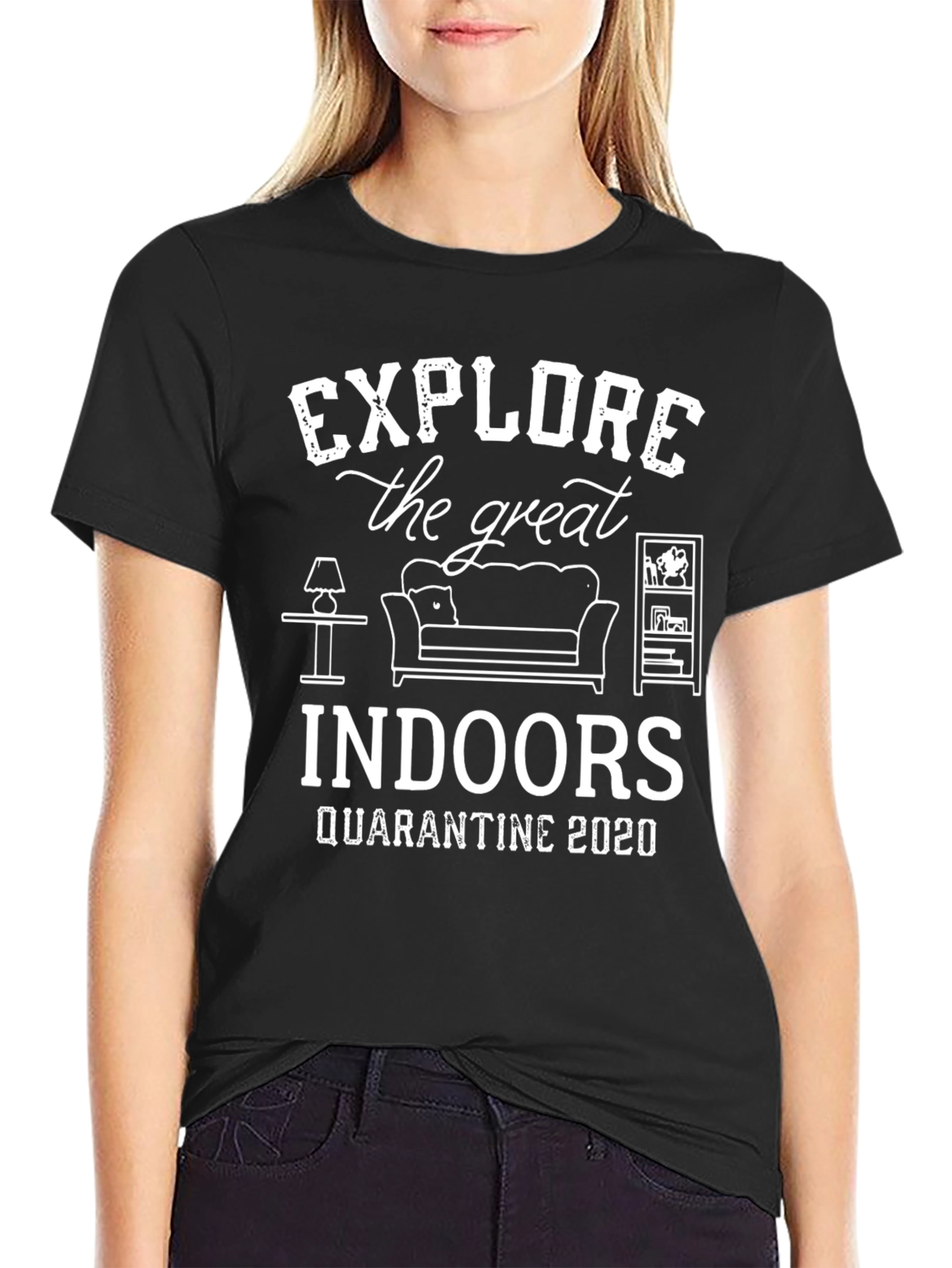 Explore Indoors Quarantine 2020 Black T-Shirt