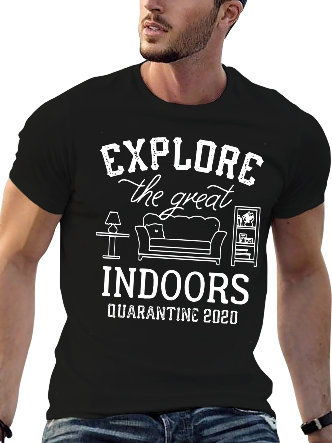 Explore Indoors Quarantine 2020 Black T-Shirt