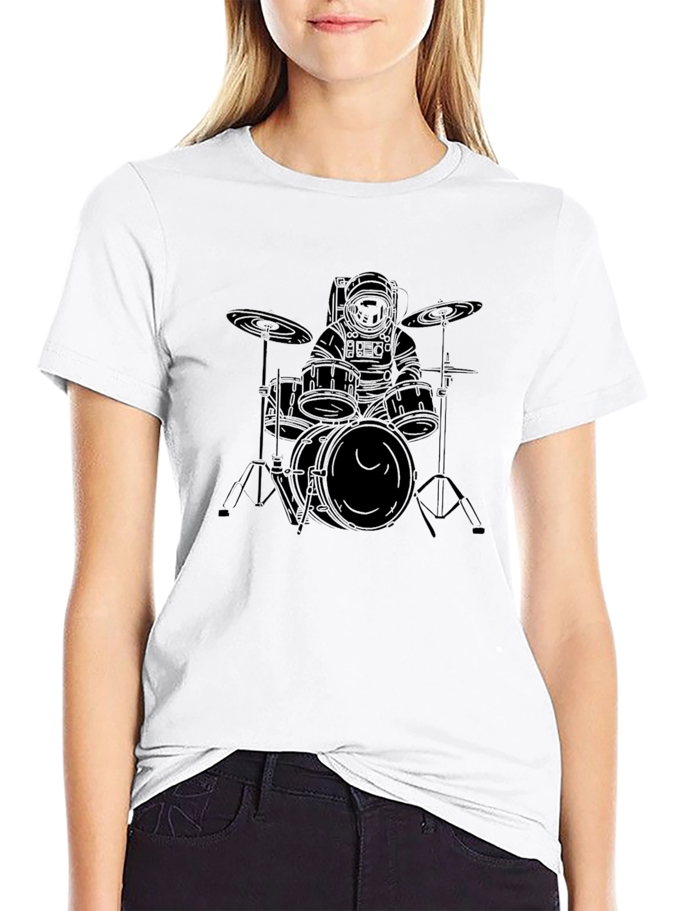 Astronaut Drummer Graphic T-Shirt