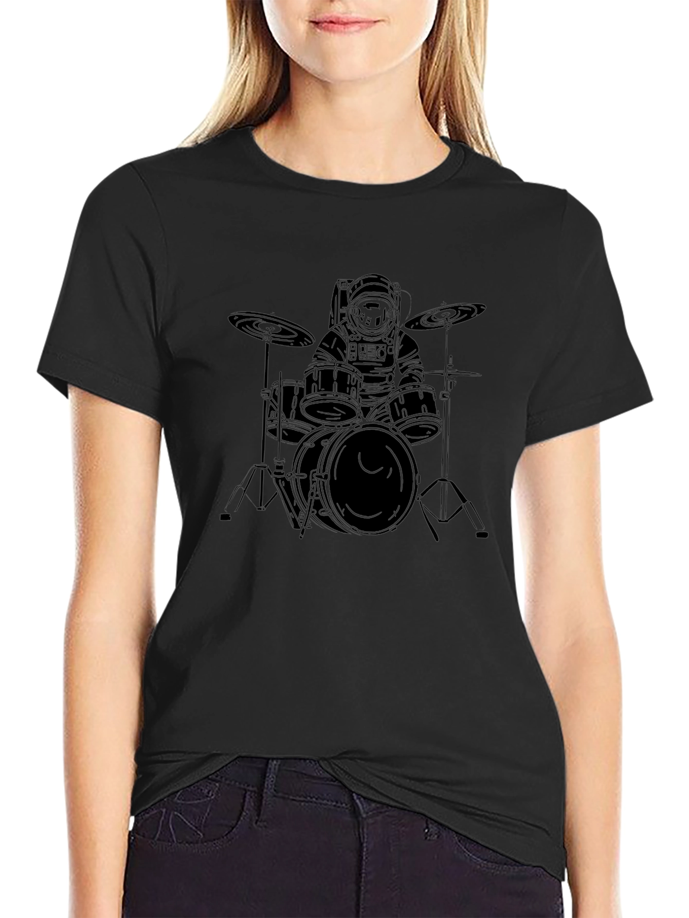 Astronaut Drummer Graphic T-Shirt