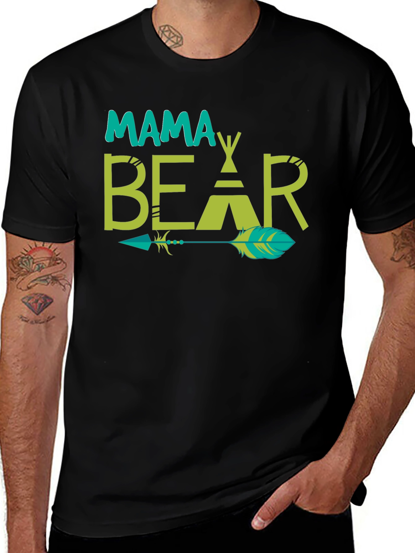 Mama Bear Tee - Graphic Print Arrow Design