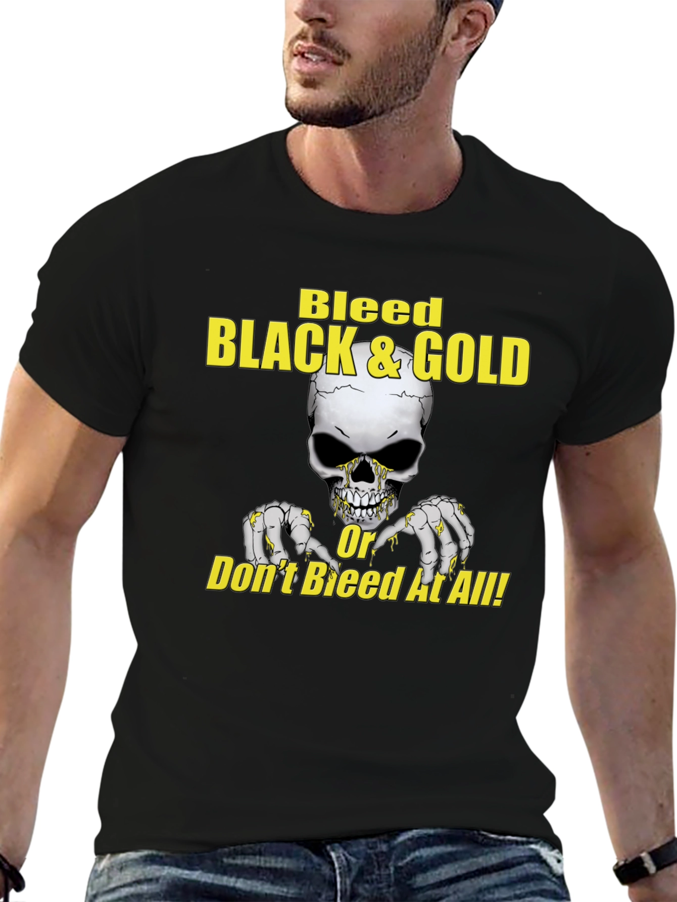 Bleed Black & Gold Skull Graphic Tee