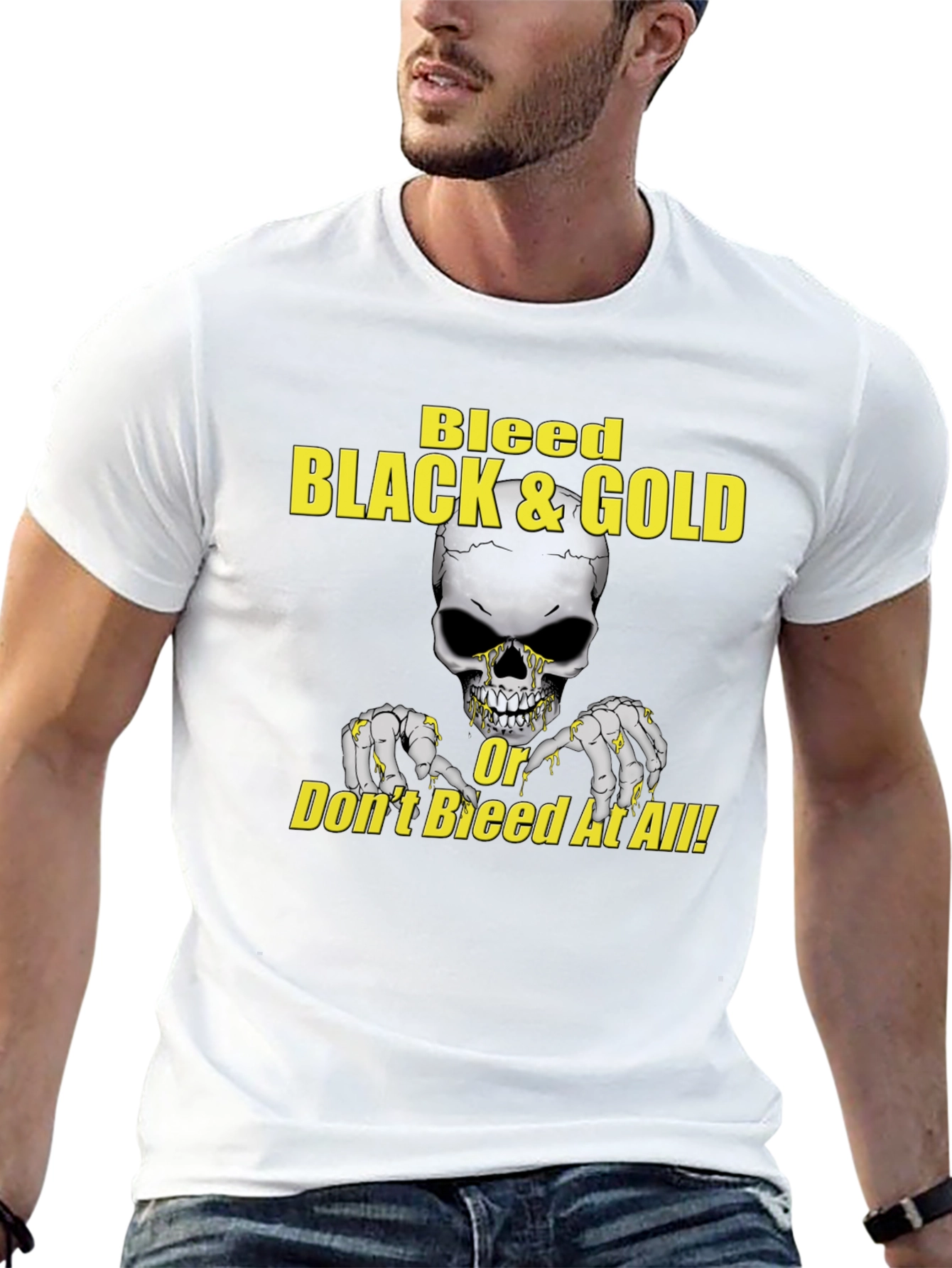 Bleed Black & Gold Skull Graphic Tee