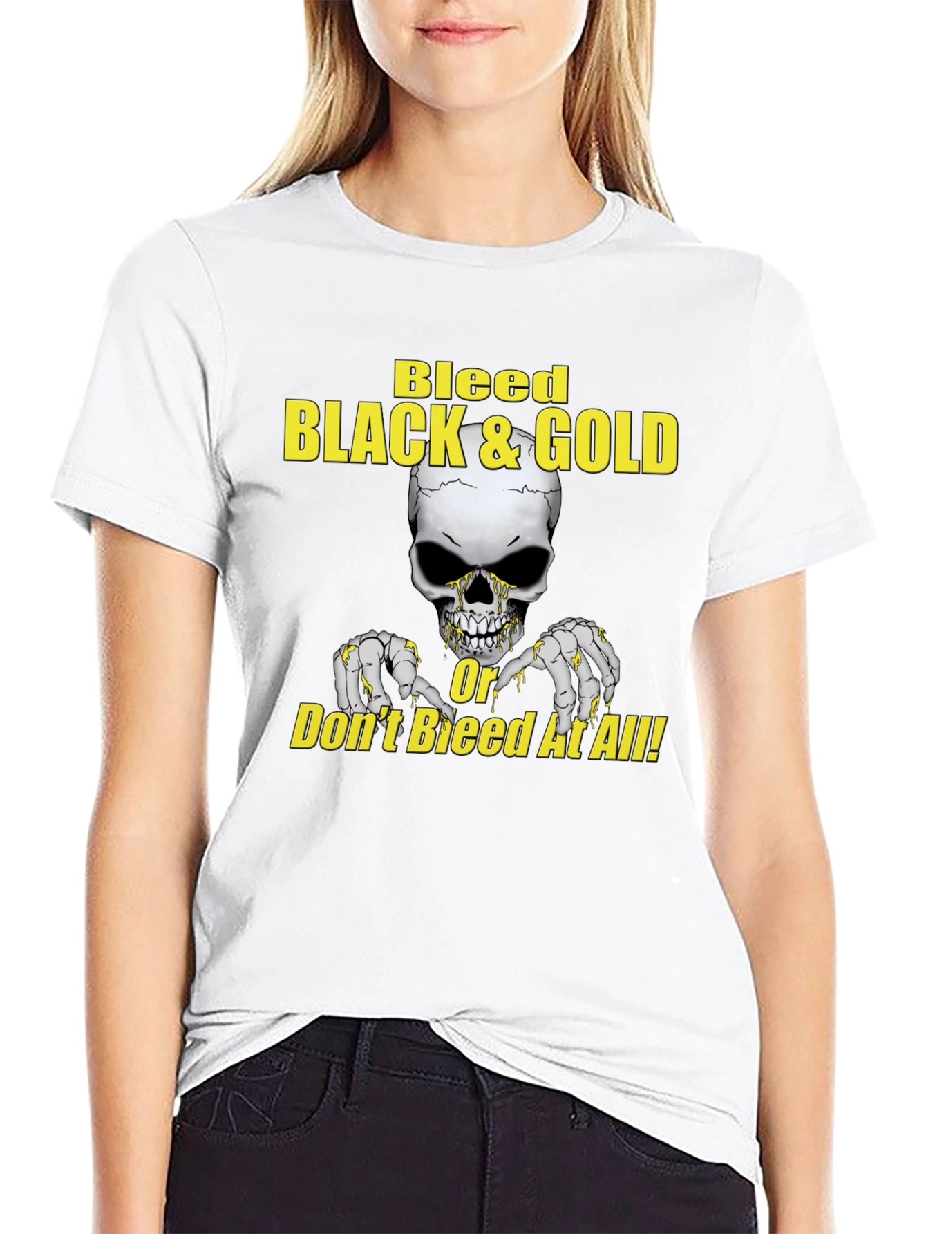 Bleed Black & Gold Skull Graphic Tee