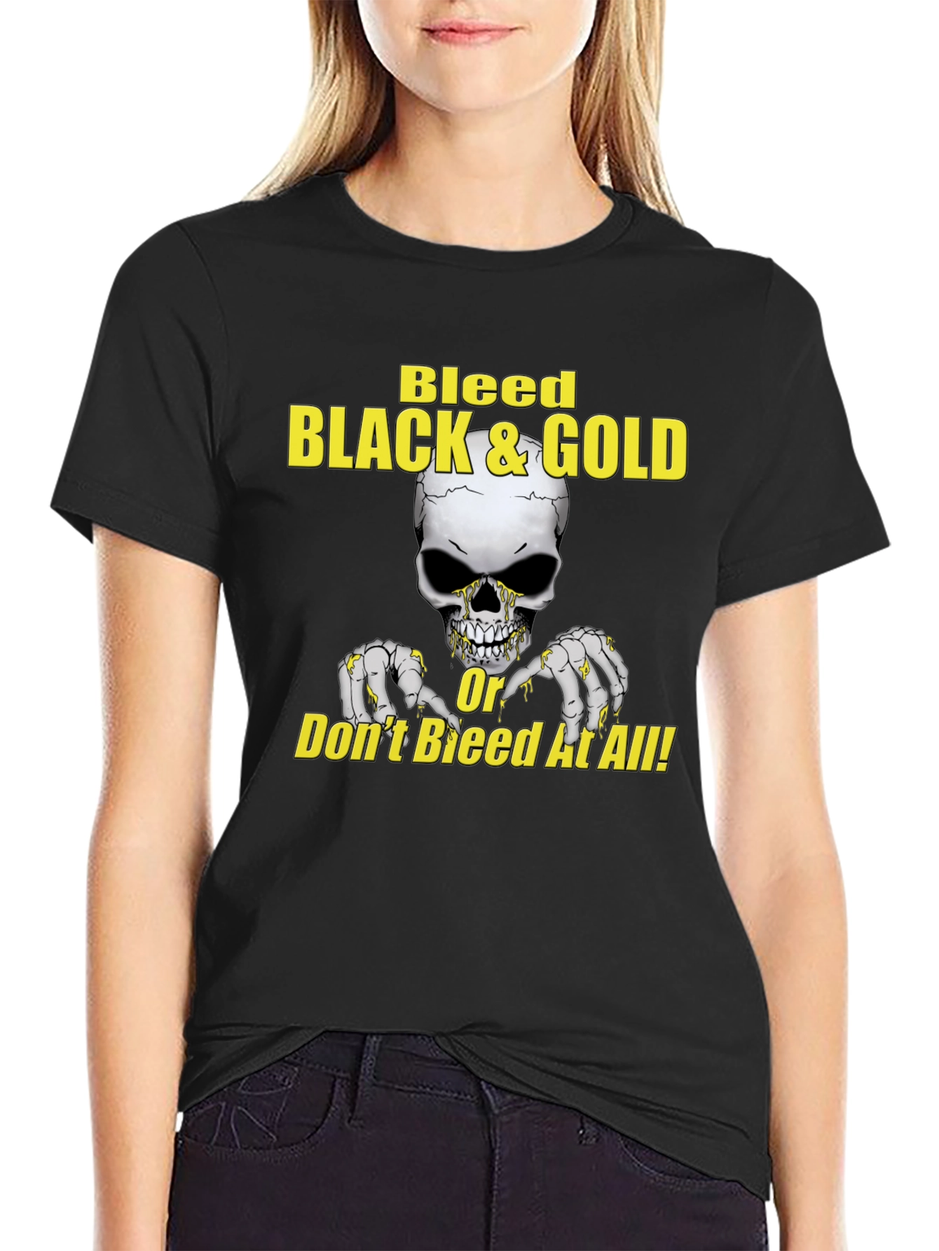 Bleed Black & Gold Skull Graphic Tee