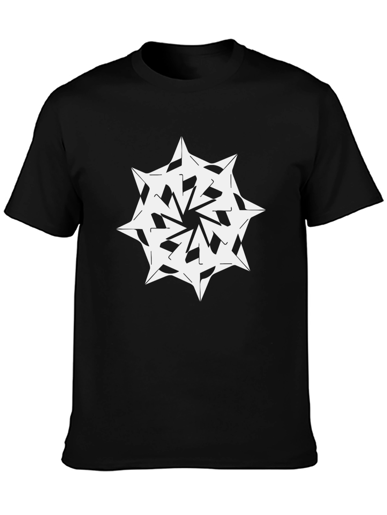 Modern Graphic Tee - White Starburst on Black