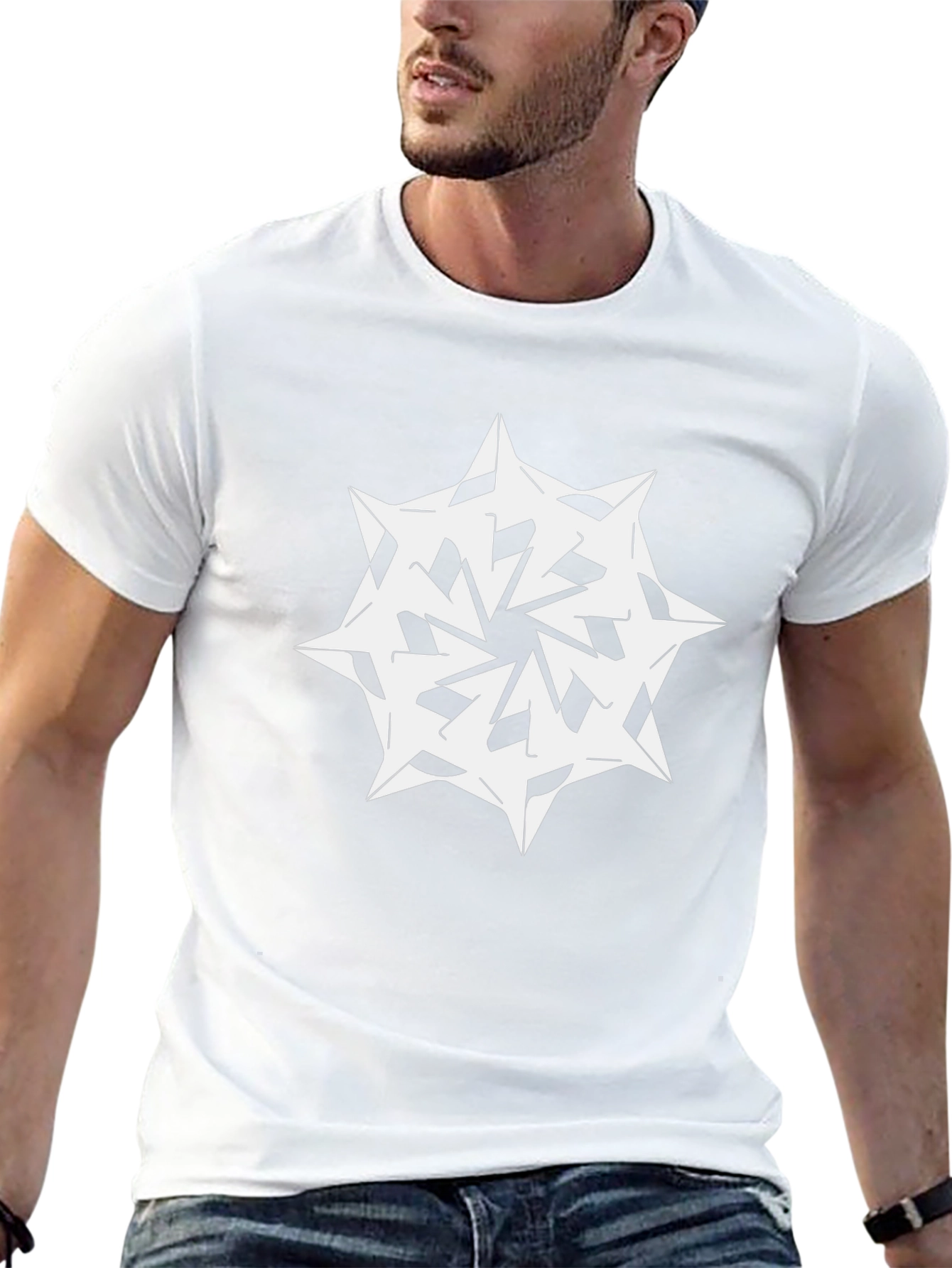 Modern Graphic Tee - White Starburst on Black