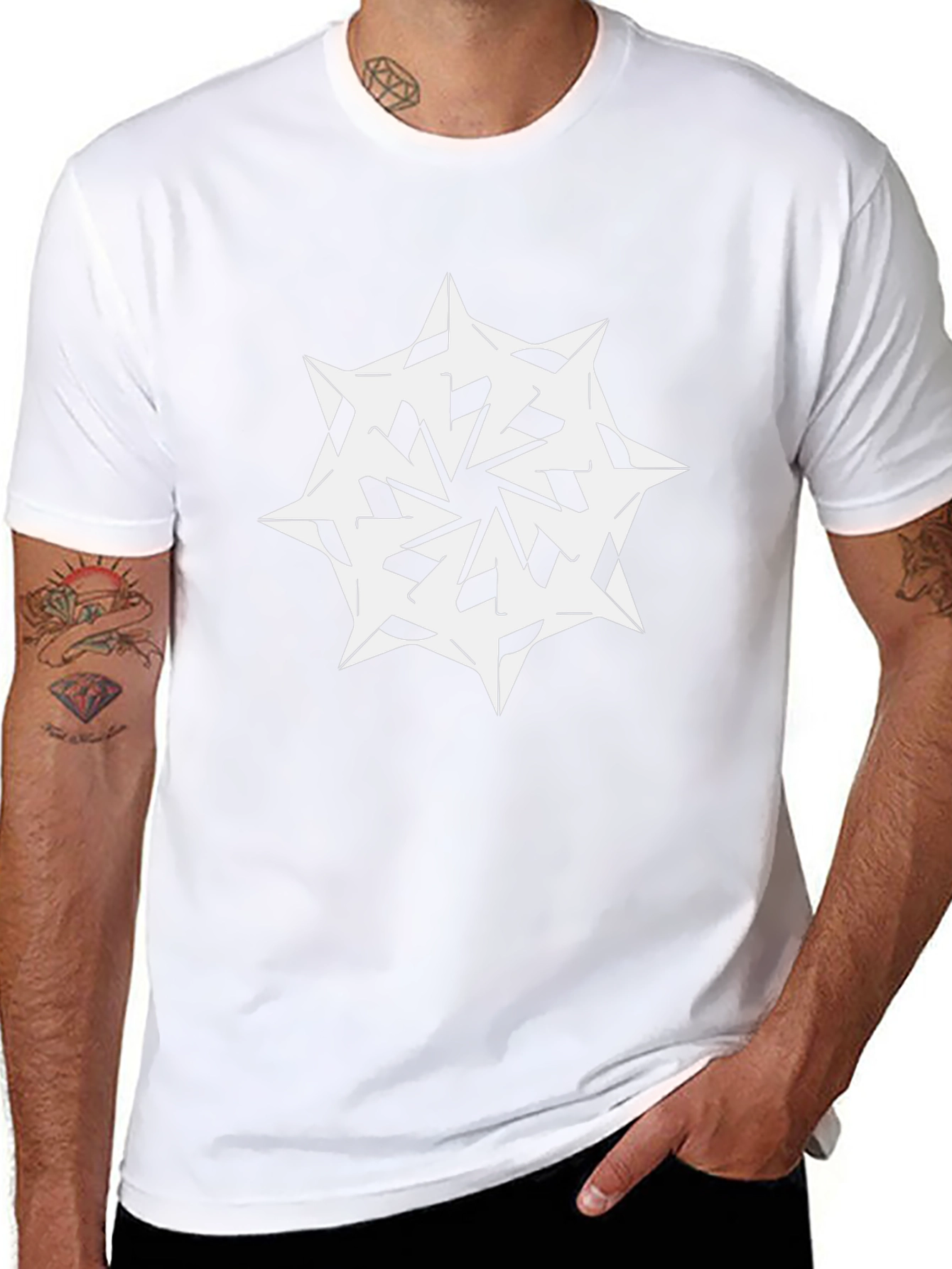 Modern Graphic Tee - White Starburst on Black