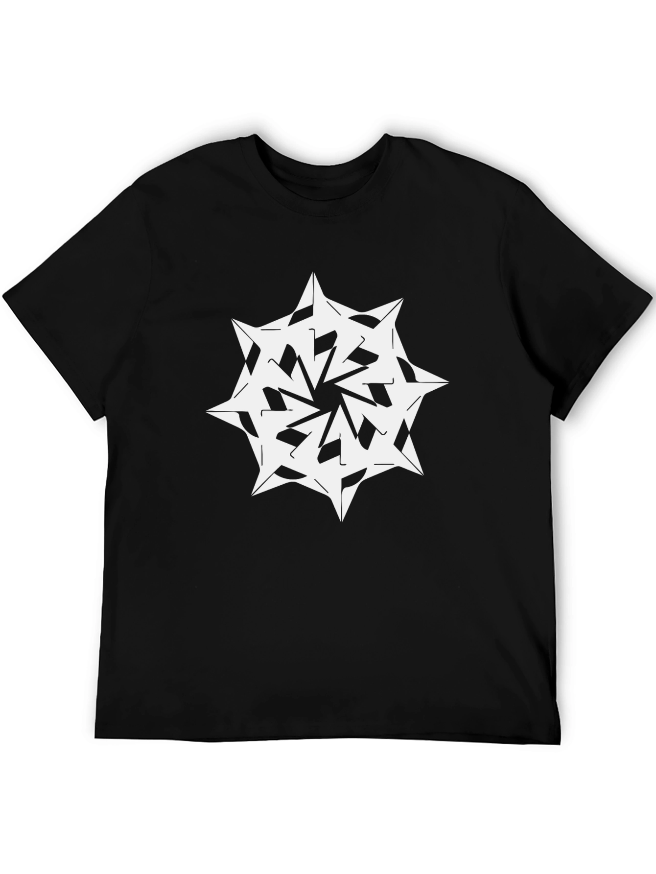Modern Graphic Tee - White Starburst on Black