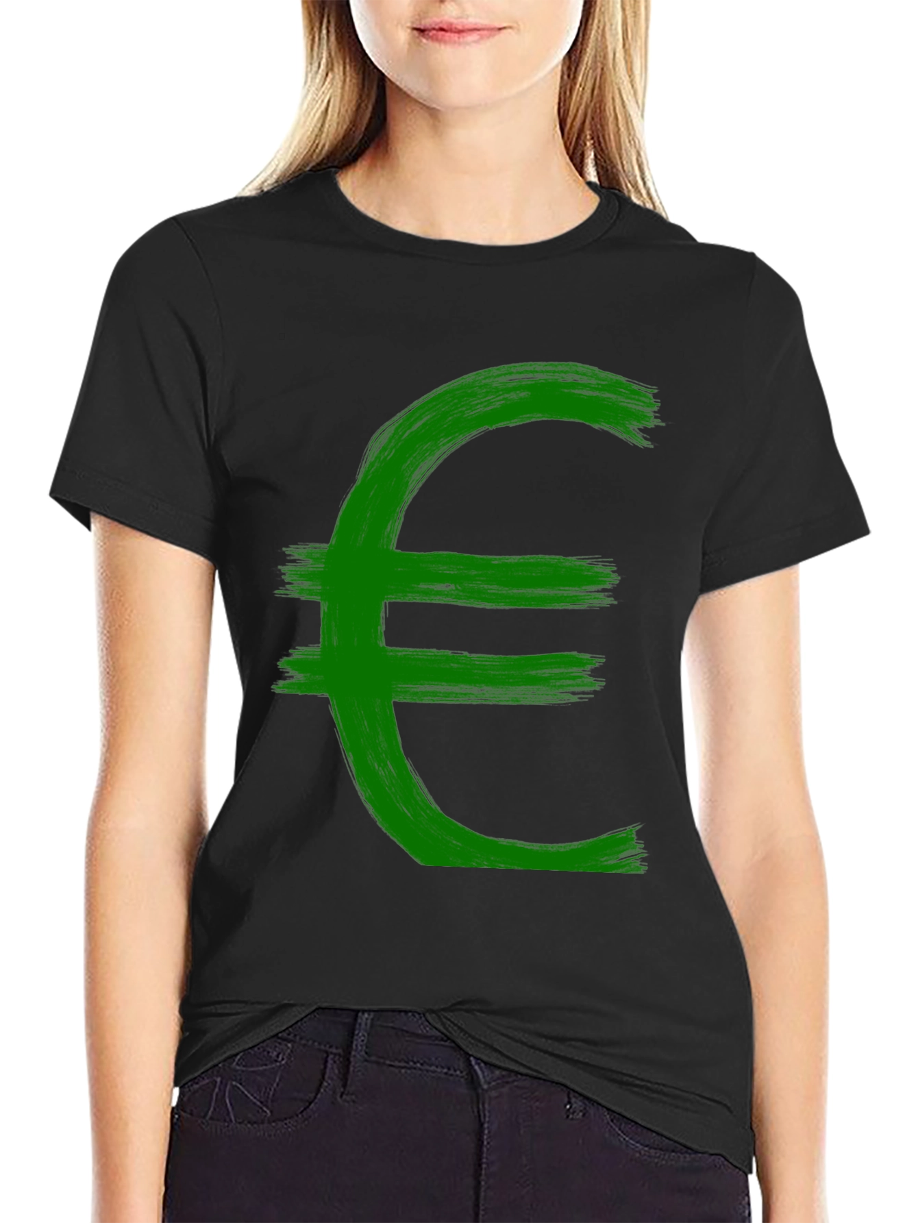 Euro Symbol Graphic Tee - Brushstroke Design