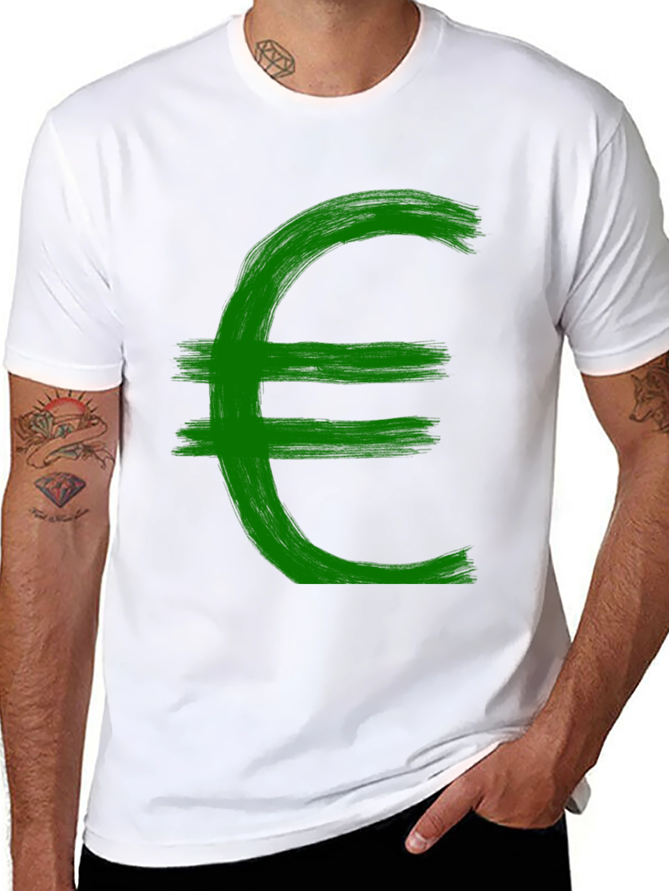 Euro Symbol Graphic Tee - Brushstroke Design