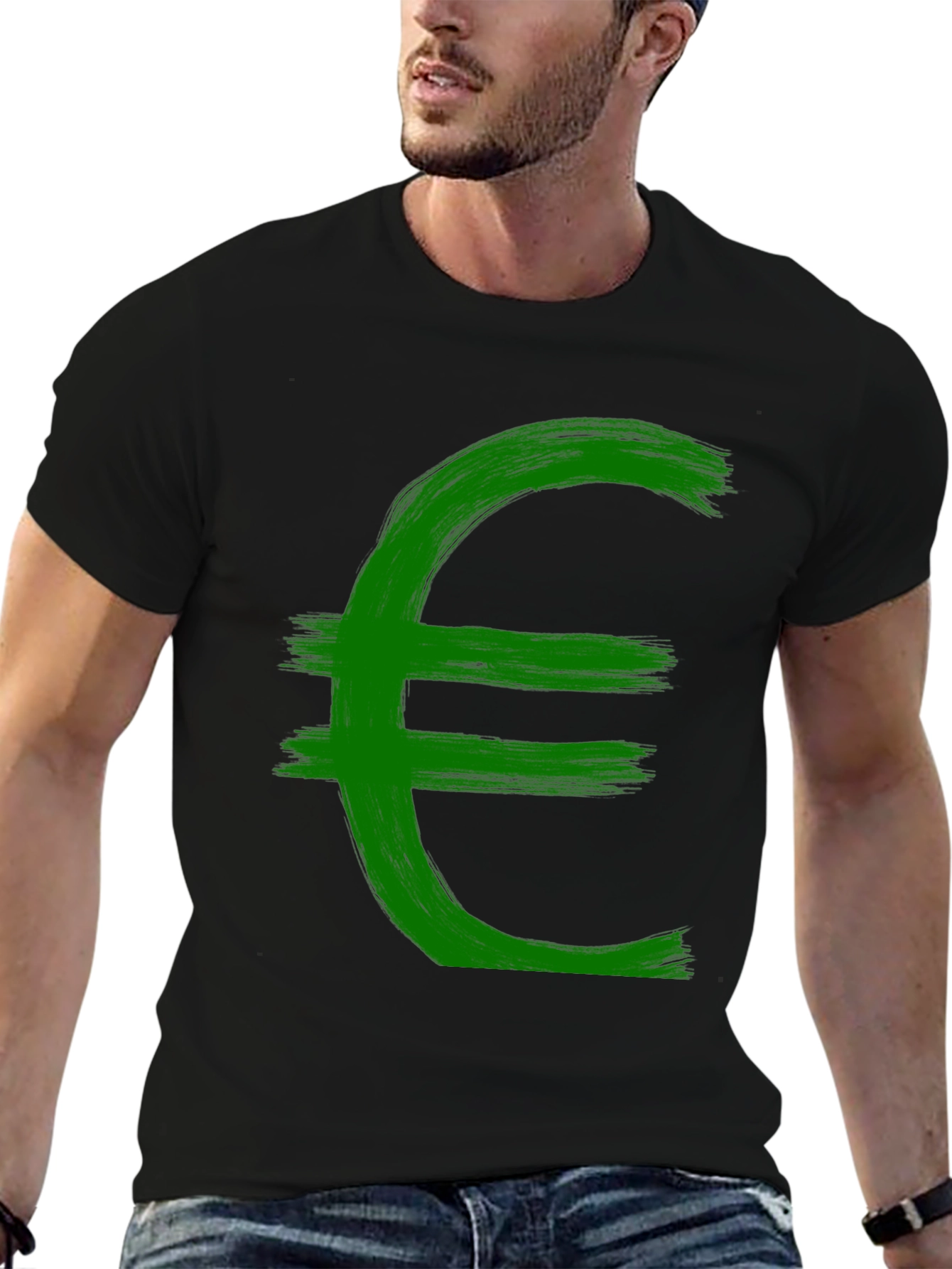 Euro Symbol Graphic Tee - Brushstroke Design