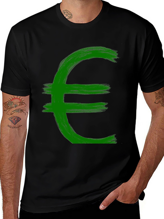 Euro Symbol Graphic Tee - Brushstroke Design