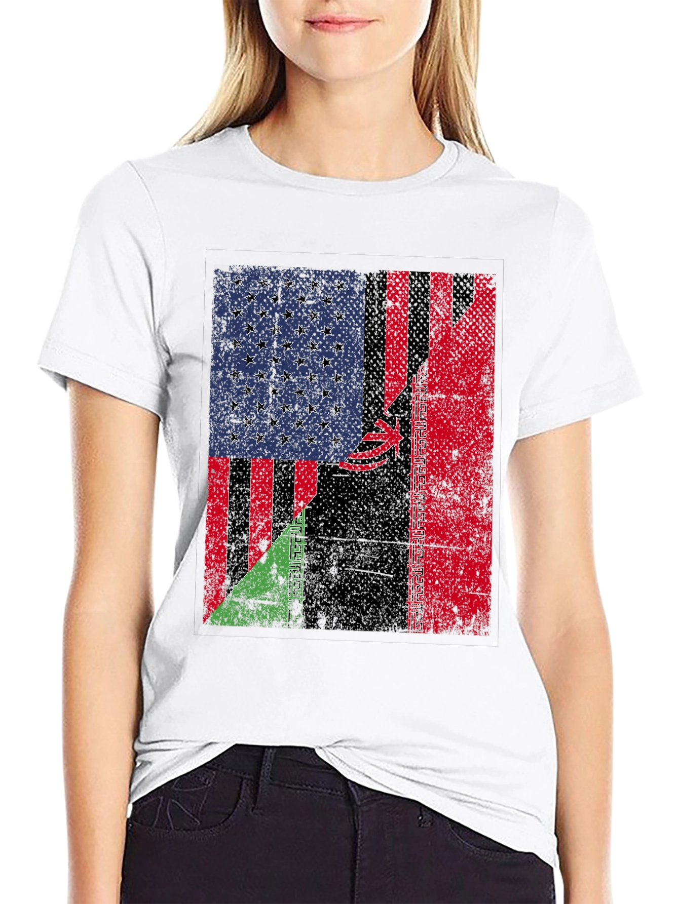 US Iran Flags Graphic T-Shirt
