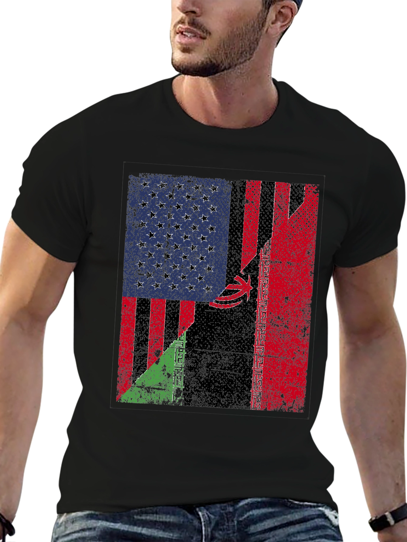 US Iran Flags Graphic T-Shirt