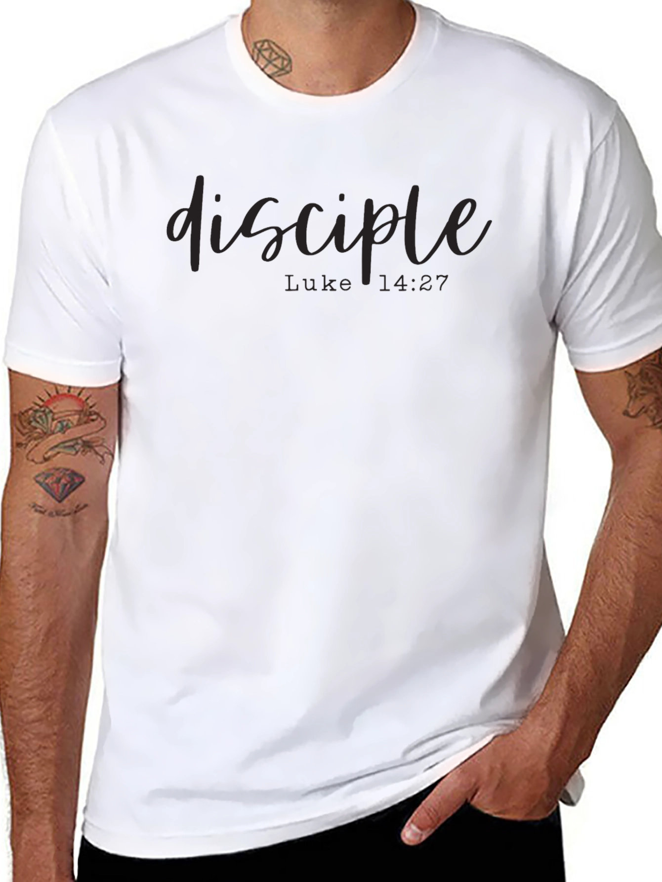 Disciple Luke 14:27 Christian Tee - Black