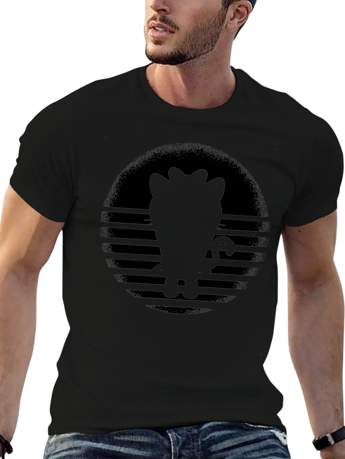Retro Sunset Cat Silhouette T-Shirt