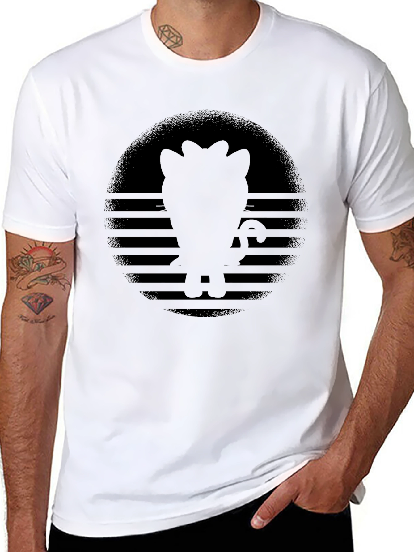 Retro Sunset Cat Silhouette T-Shirt