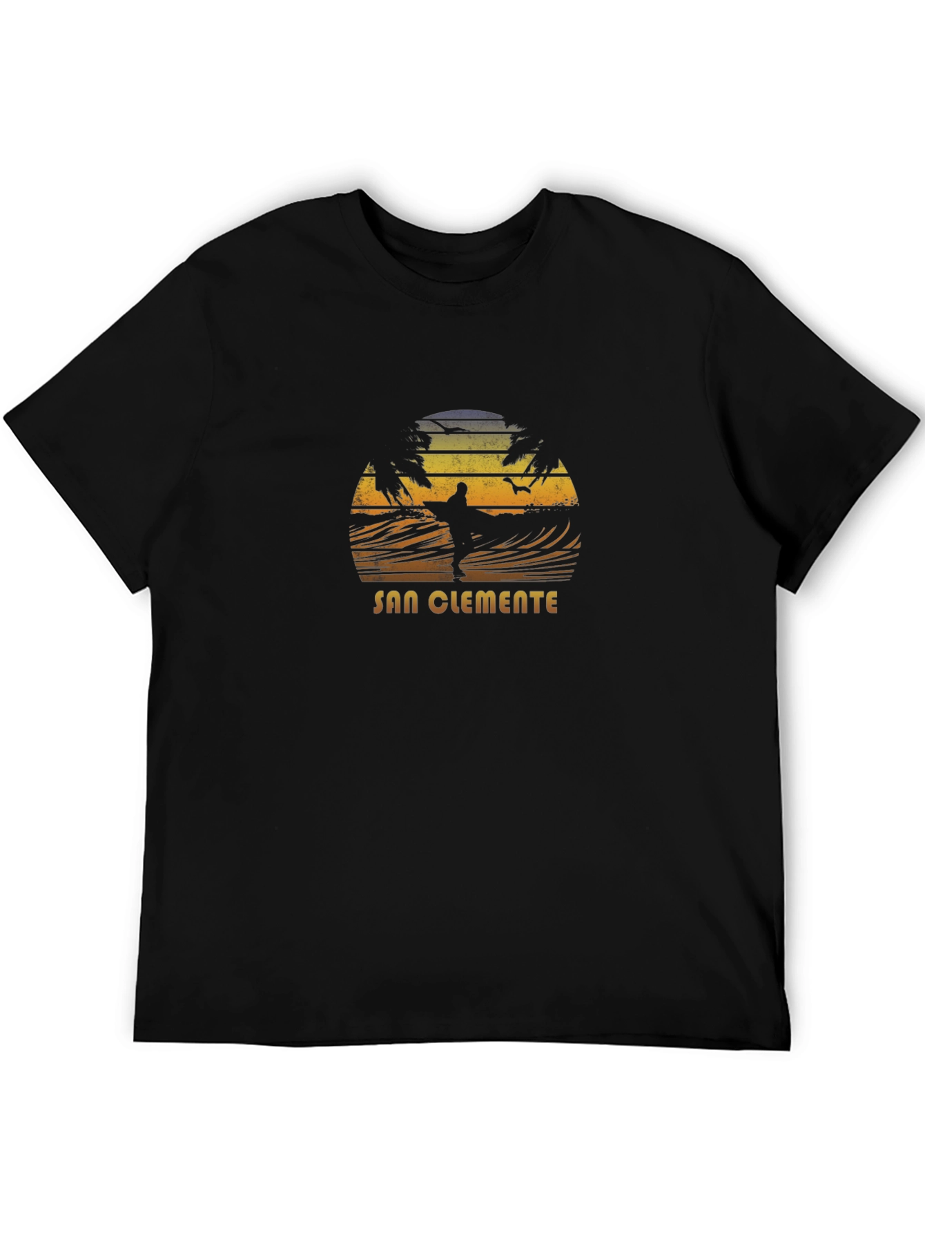 San Clemente Surfer Graphic Tee - Black Cotton Blend