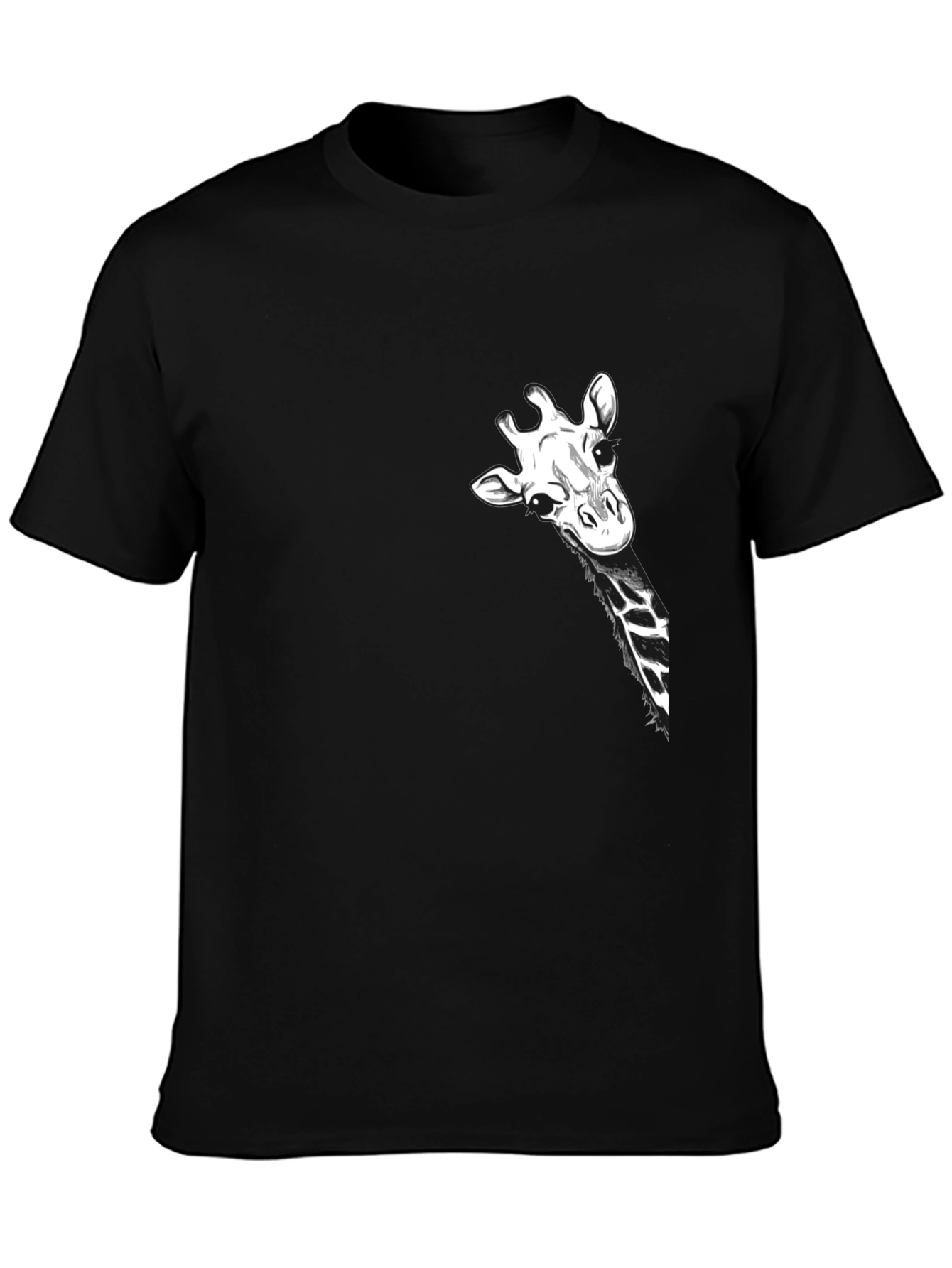 Giraffe Peek Pocket Black T-Shirt - Novelty Tee