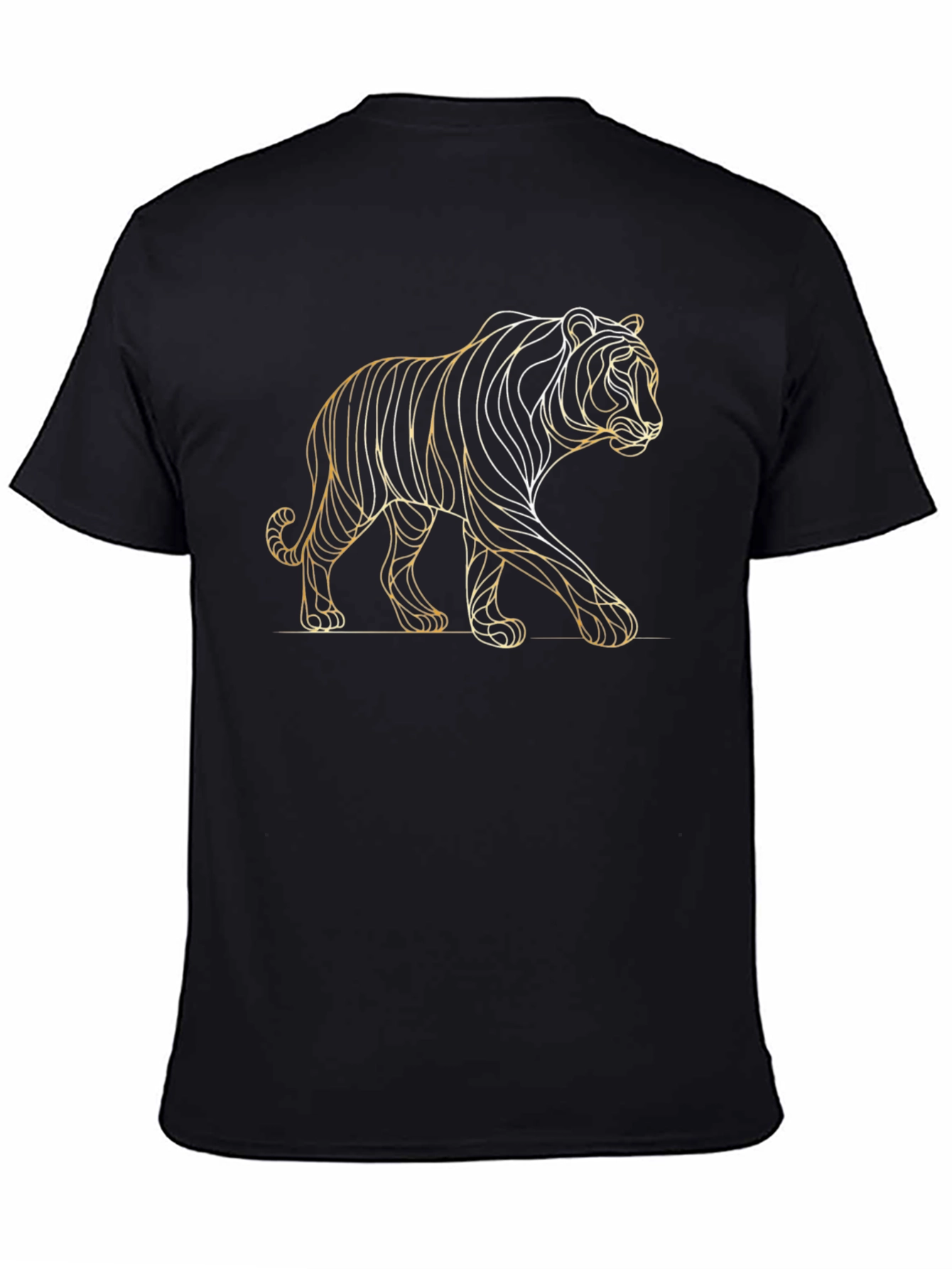 Modern Tiger Line Art Graphic Tee - Black