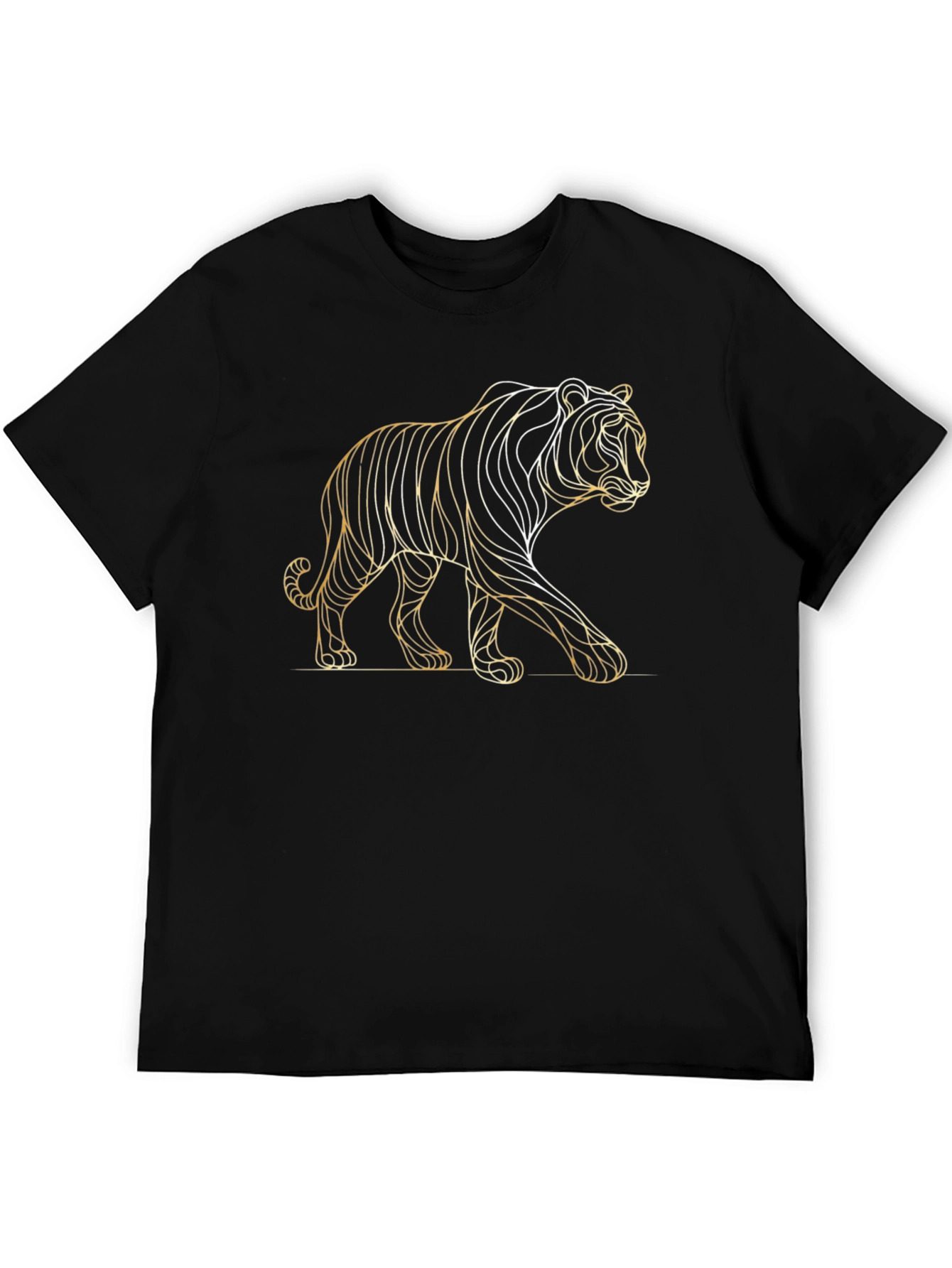 Modern Tiger Line Art Graphic Tee - Black
