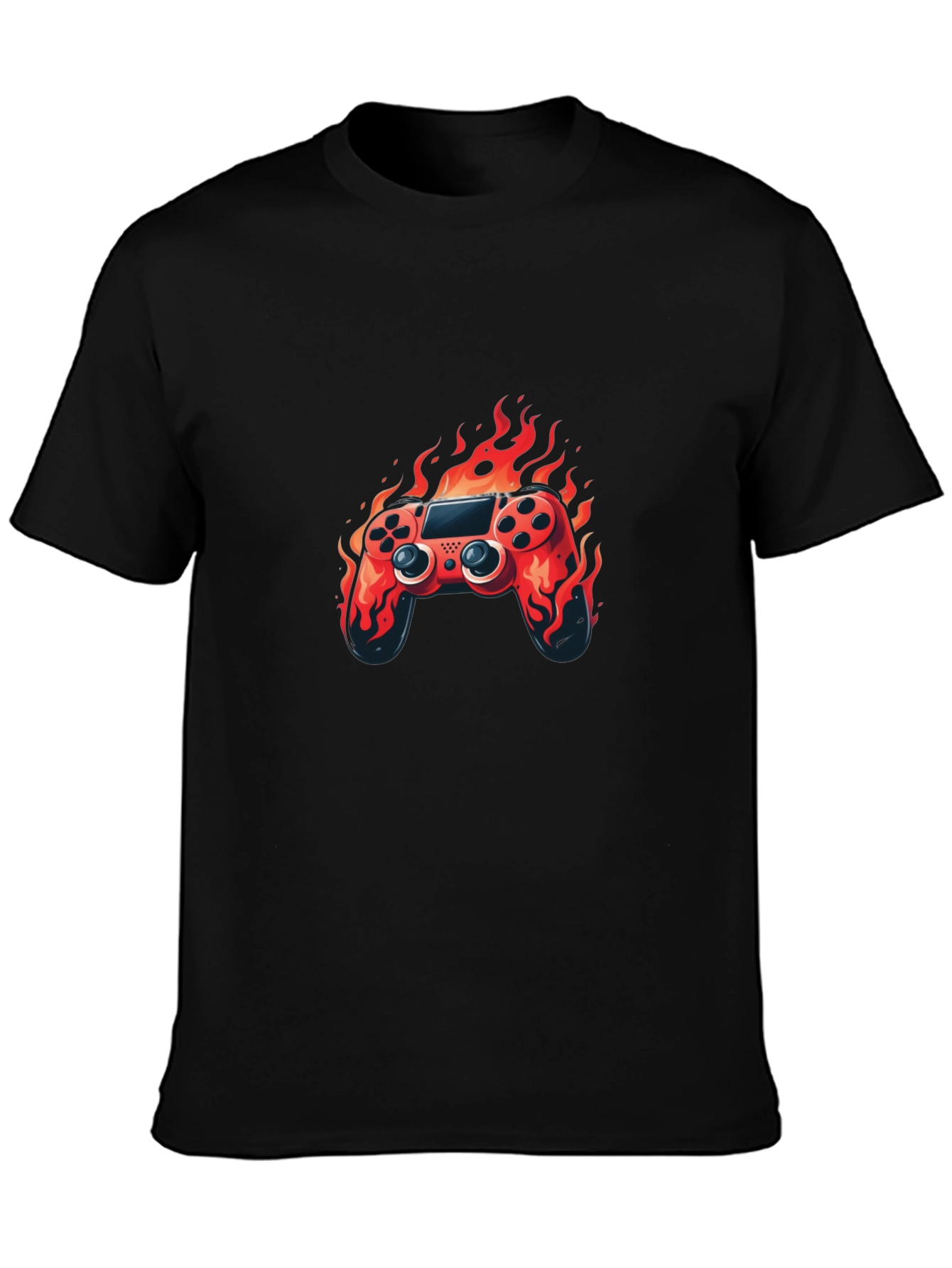 Flaming Game Controller Graphic Tee - Black