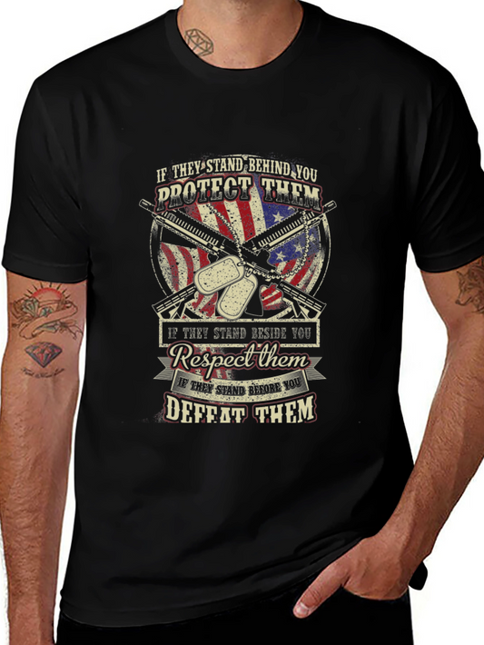 Patriotic T-Shirt: Stand Behind Protect