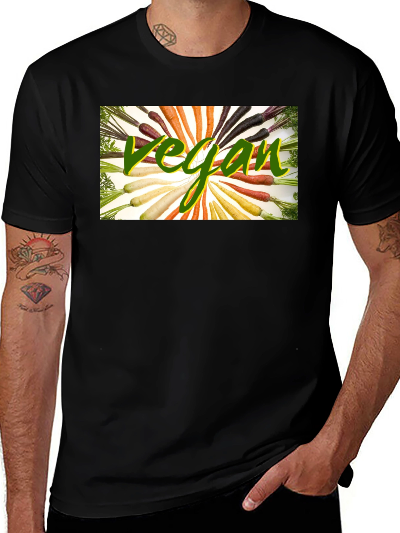 Vegan Carrot T-Shirt - Black Cotton Blend