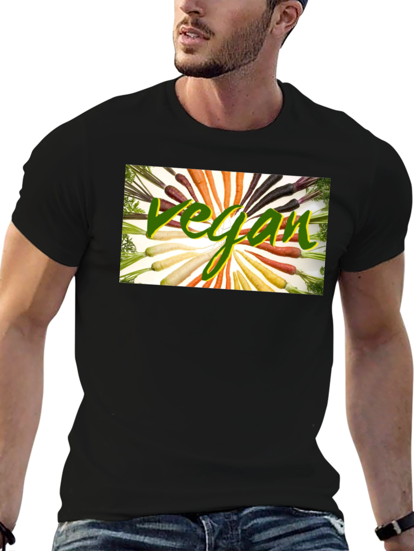 Vegan Carrot T-Shirt - Black Cotton Blend
