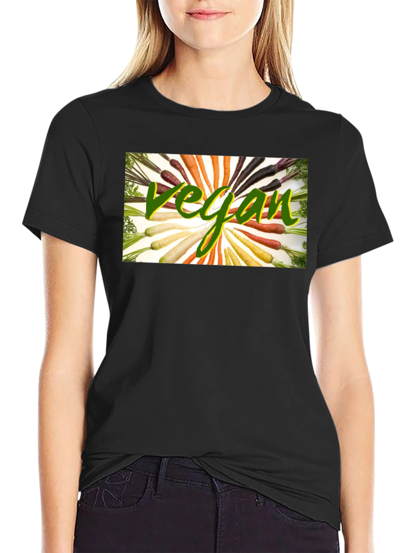 Vegan Carrot T-Shirt - Black Cotton Blend