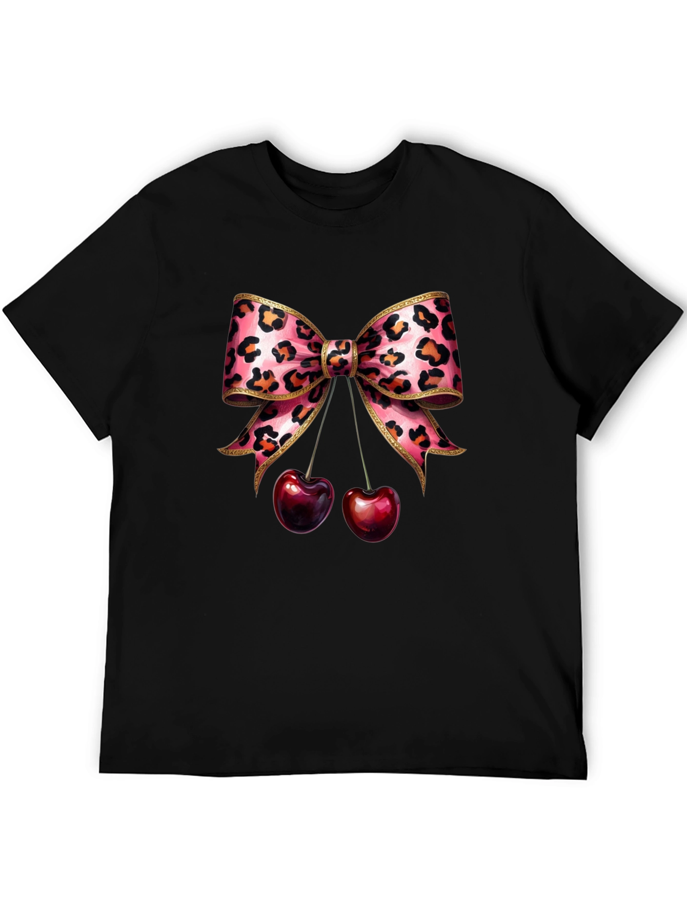 Leopard Bow & Cherry Graphic Tee