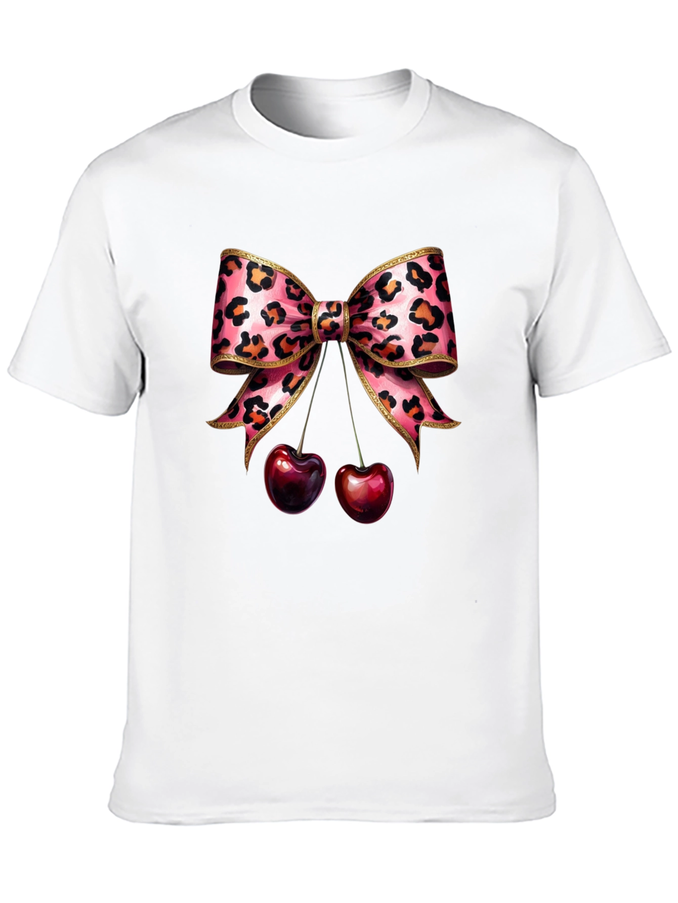Leopard Bow & Cherry Graphic Tee