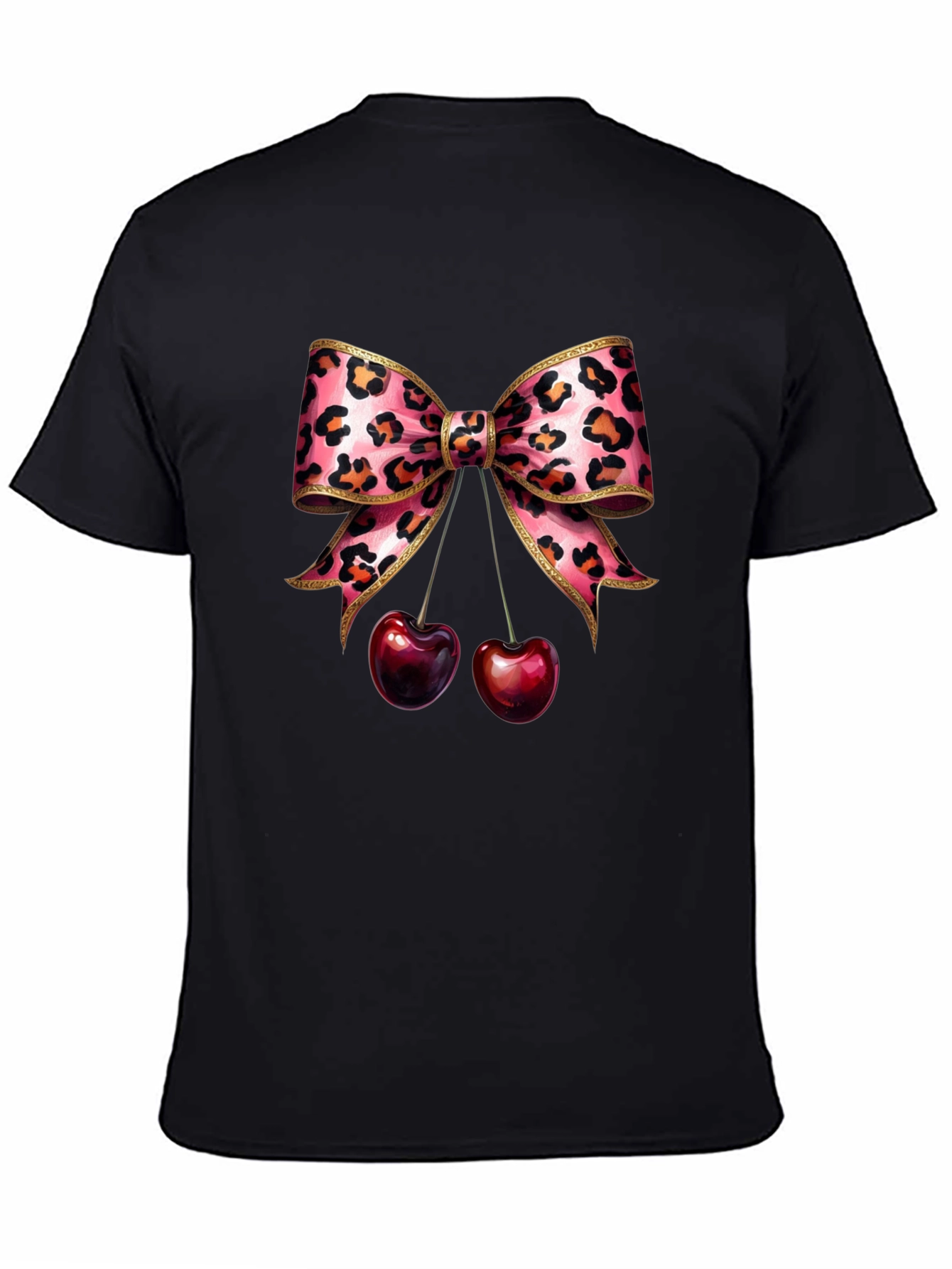 Leopard Bow & Cherry Graphic Tee