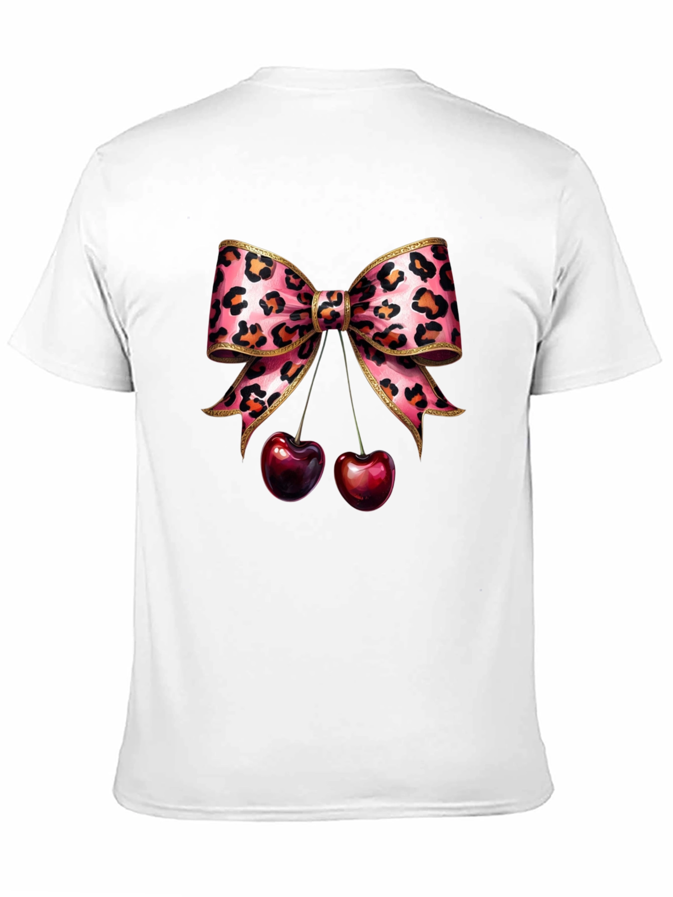 Leopard Bow & Cherry Graphic Tee