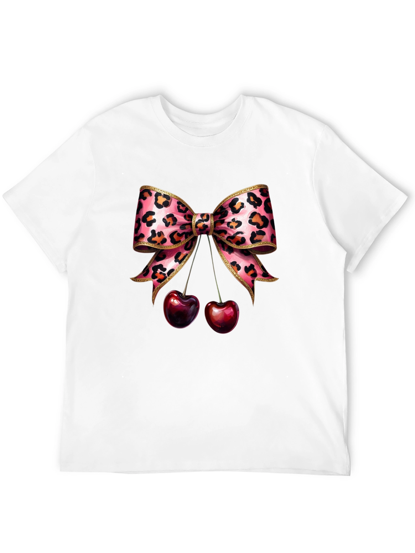 Leopard Bow & Cherry Graphic Tee