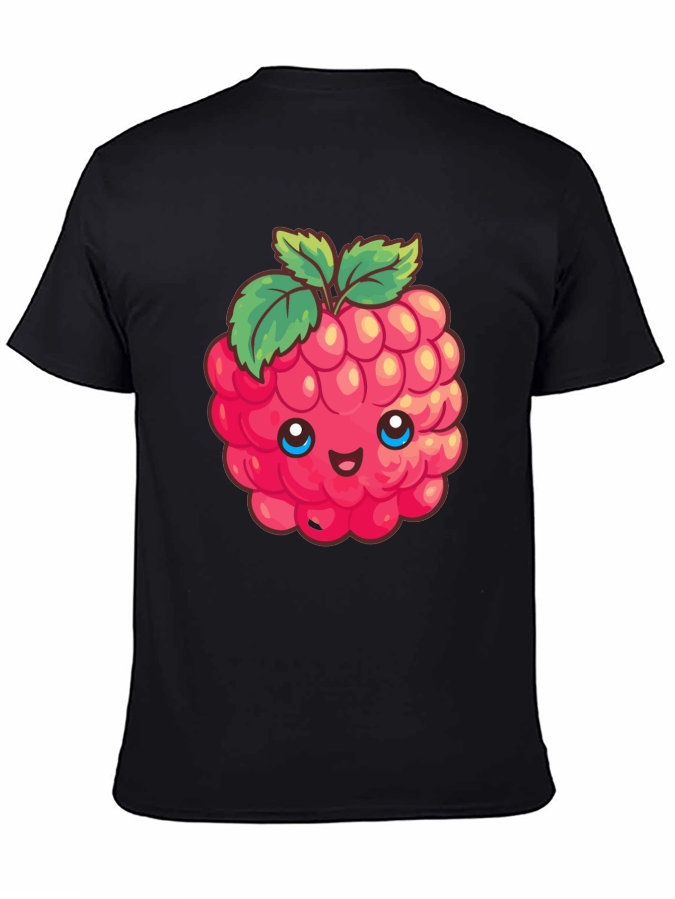 Cute Raspberry Graphic Tee - Black Cotton T-Shirt