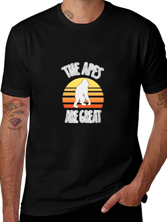 The Apes Are Great Graphic Tee - Retro Ape Sunset Design