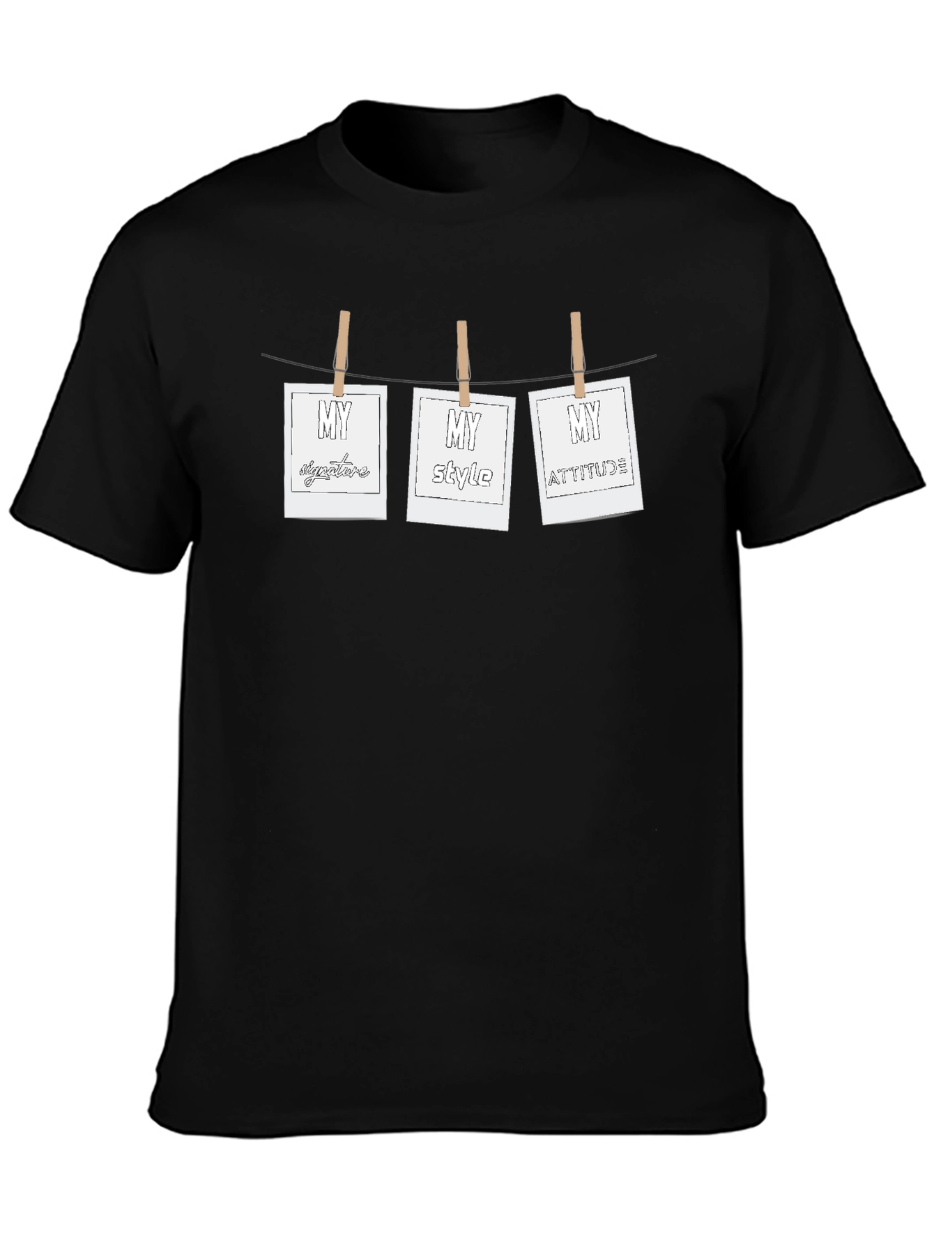 Mens Black T-Shirt with Hanging My Photo Prints